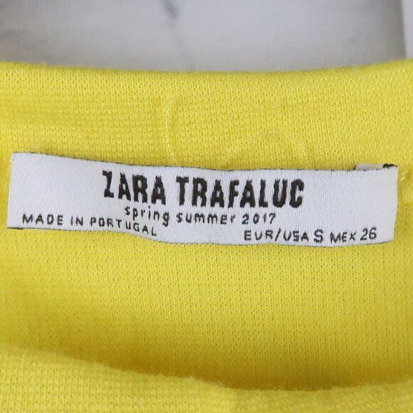 ZARA TRAFALUC BRIGHT YELLOW HIGH NECK HALTER CROPPED TOP SIZE SMALL - Picture 2 of 4
